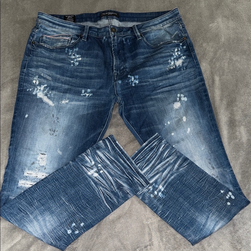 Cult of Individuality Men's Blue Distressed Jeans